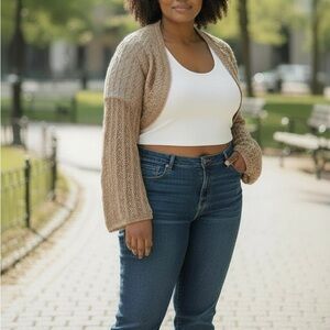 NWT Tan Knit Bolero Cardigan